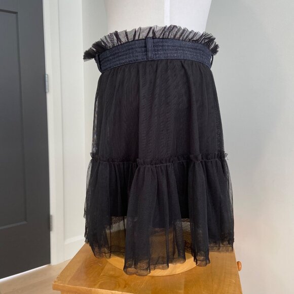Diesel Black Sheer Layered Tulle Skirt With Denim Waistband & Frill Details wove - Picture 5 of 16